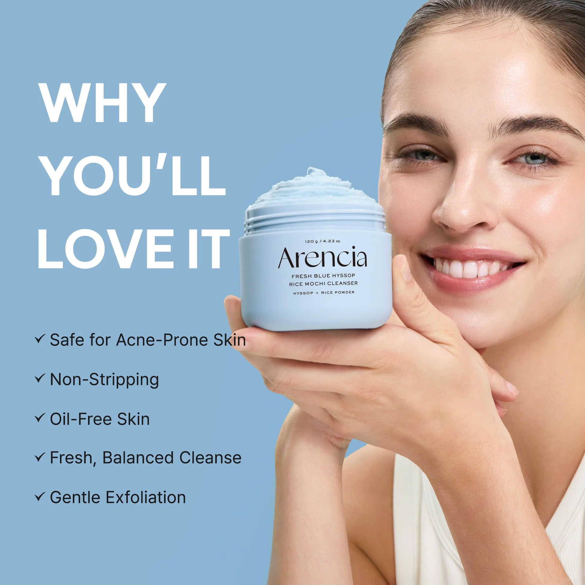 [ARENCIA] Fresh Blue Hyssop Ricde Mochi Cleanser