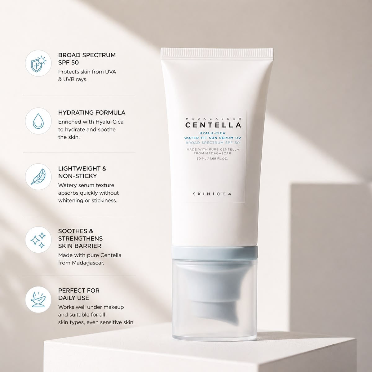 [SKIN1004] Hyalu-Cica Water-Fit Sun Serum SPF50+ PA++++